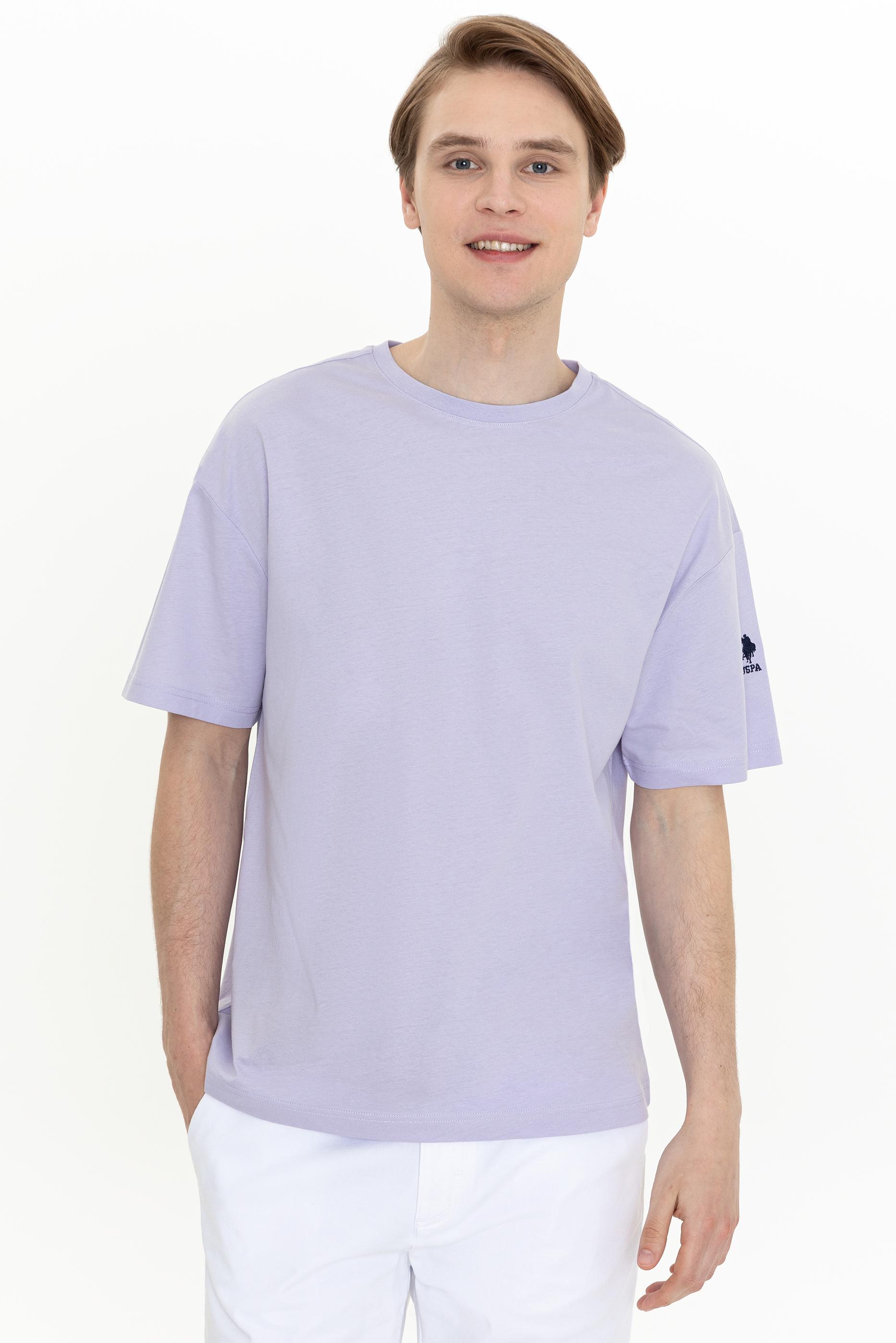 Erkek Lila Oversize Bisiklet Yaka Tişört