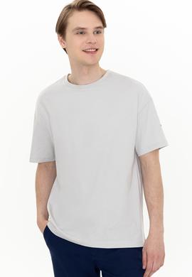 Erkek Gri Oversize Bisiklet Yaka Tişört - 50252132069