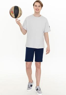 Erkek Gri Oversize Bisiklet Yaka Tişört - 50252132069