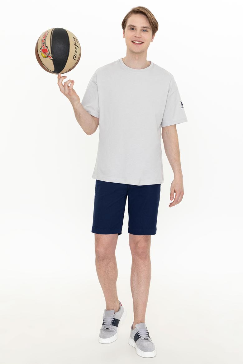 Erkek Gri Oversize Bisiklet Yaka Tişört