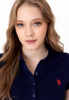 Kadın Lacivert Basic Polo Yaka Tişört - 50246272014