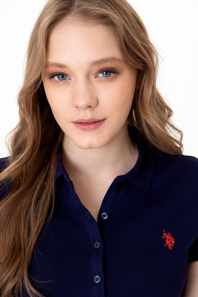 Kadın Lacivert Basic Polo Yaka Tişört - 50246272014