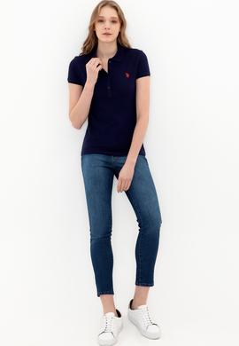 Kadın Lacivert Basic Polo Yaka Tişört - 50246272014