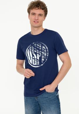 Erkek Lacivert Bisiklet Yaka T-Shirt - 50247329017