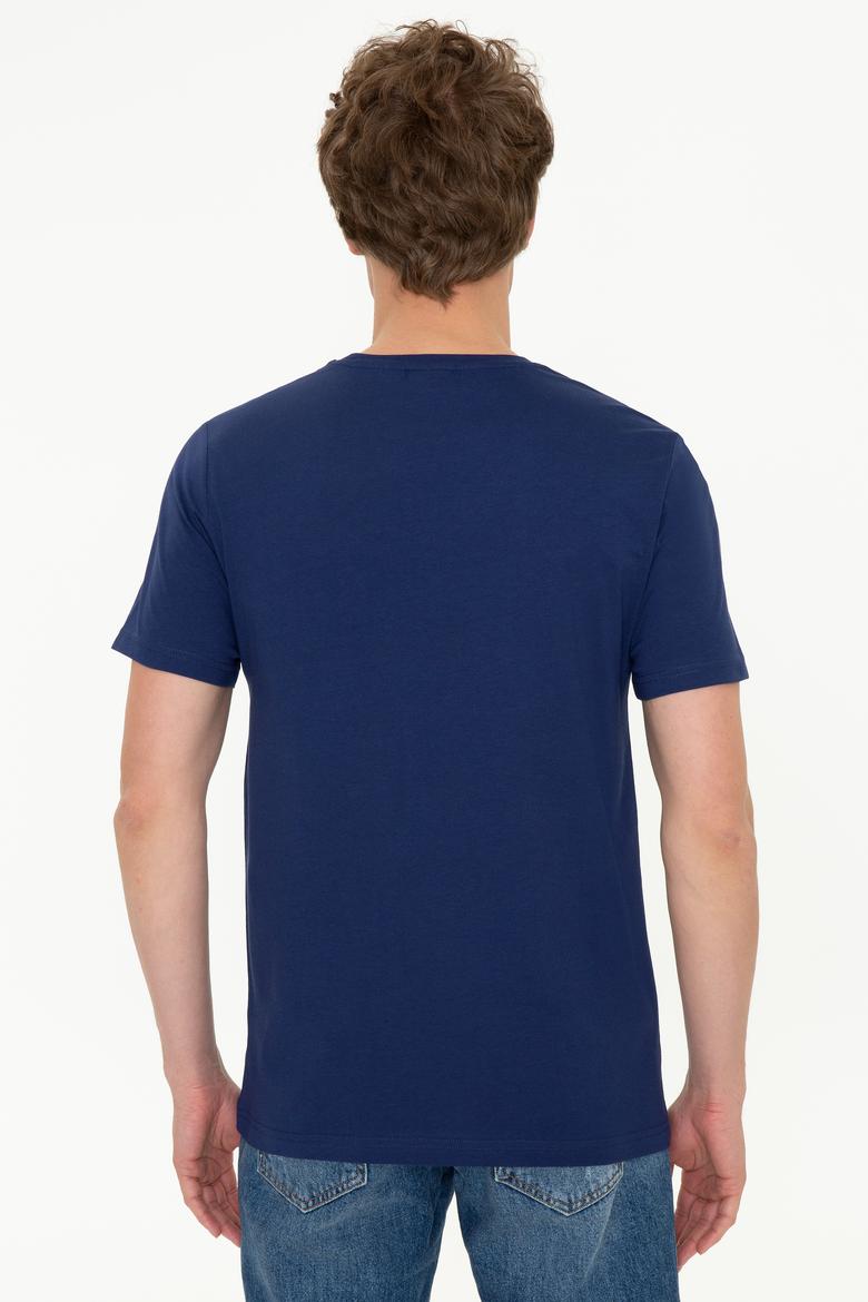 Erkek Lacivert Bisiklet Yaka T-Shirt - 50247329017