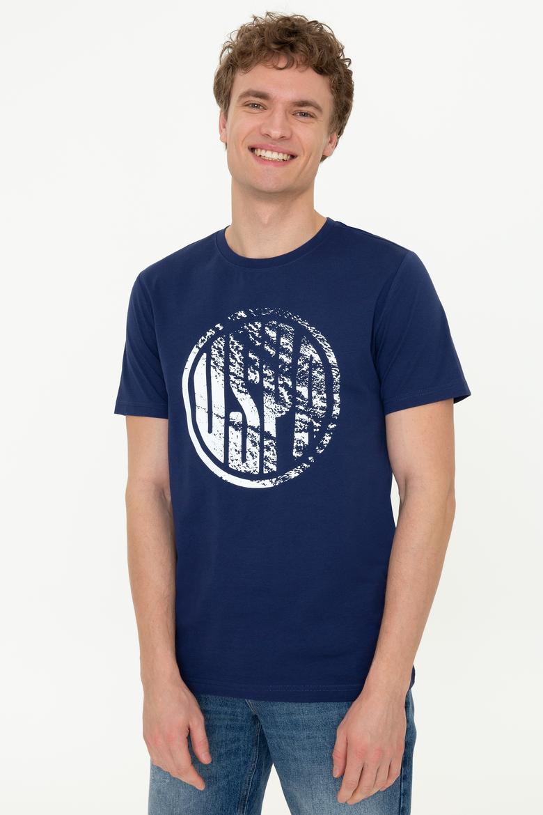 Erkek Lacivert Bisiklet Yaka T-Shirt - 50247329017