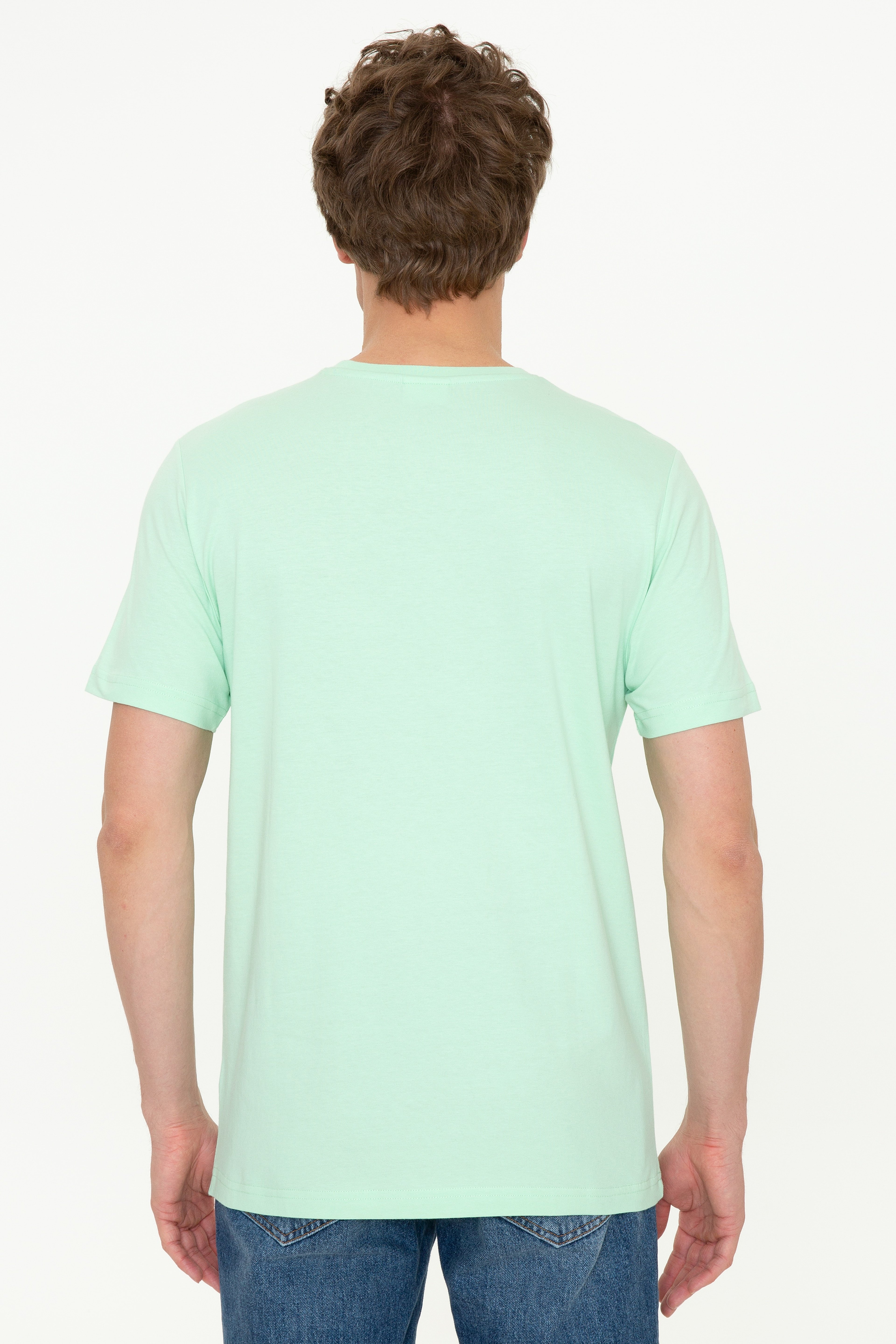 Erkek Mint Yeşili Bisiklet Yaka T-Shirt - Image 5