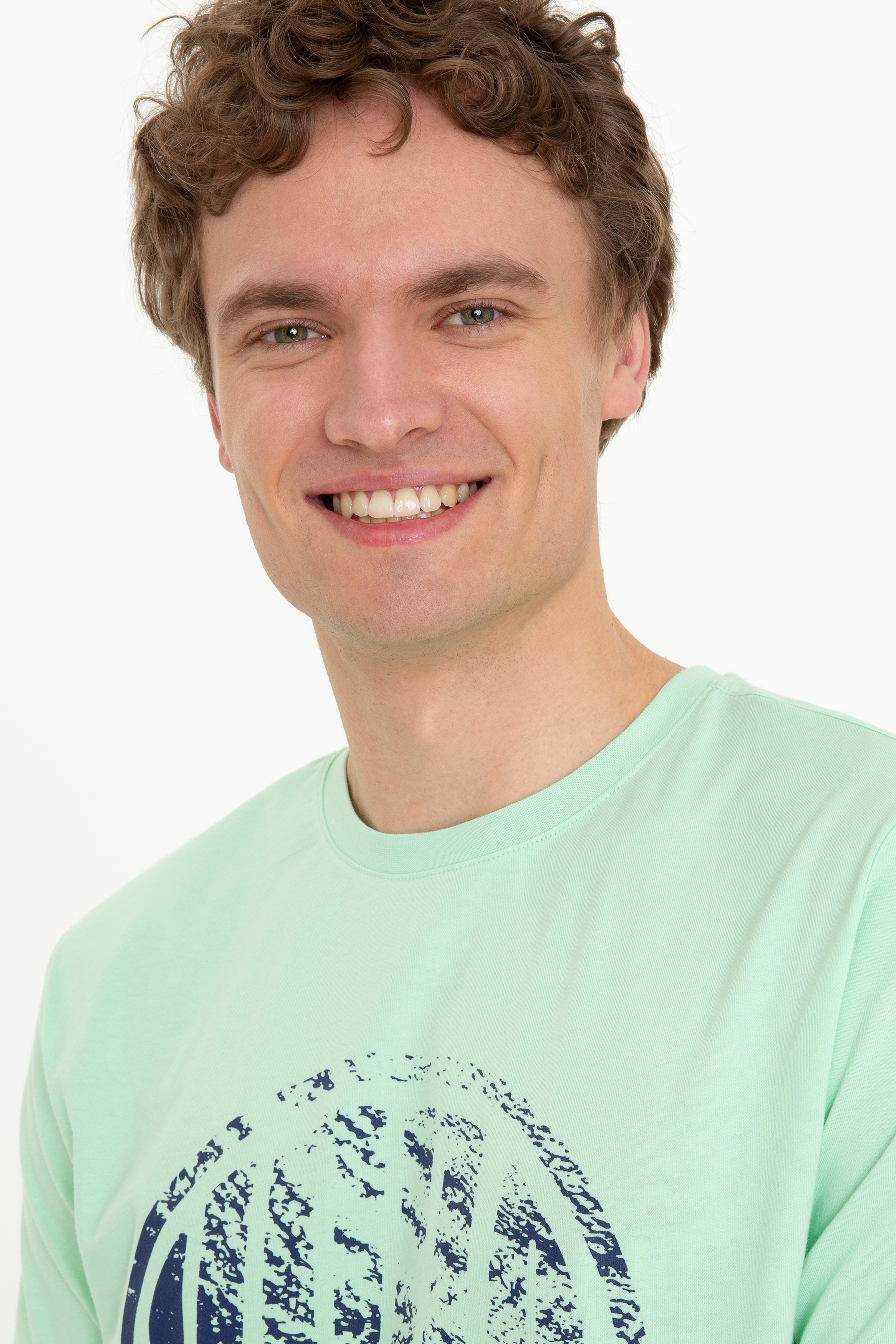 Erkek Mint Yeşili Bisiklet Yaka T-Shirt - Image 3