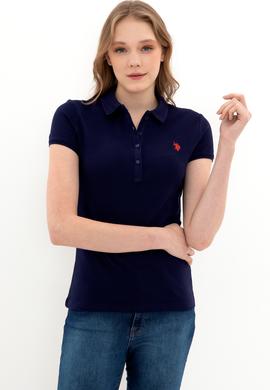 Kadın Lacivert Basic Polo Yaka Tişört - 50246272014