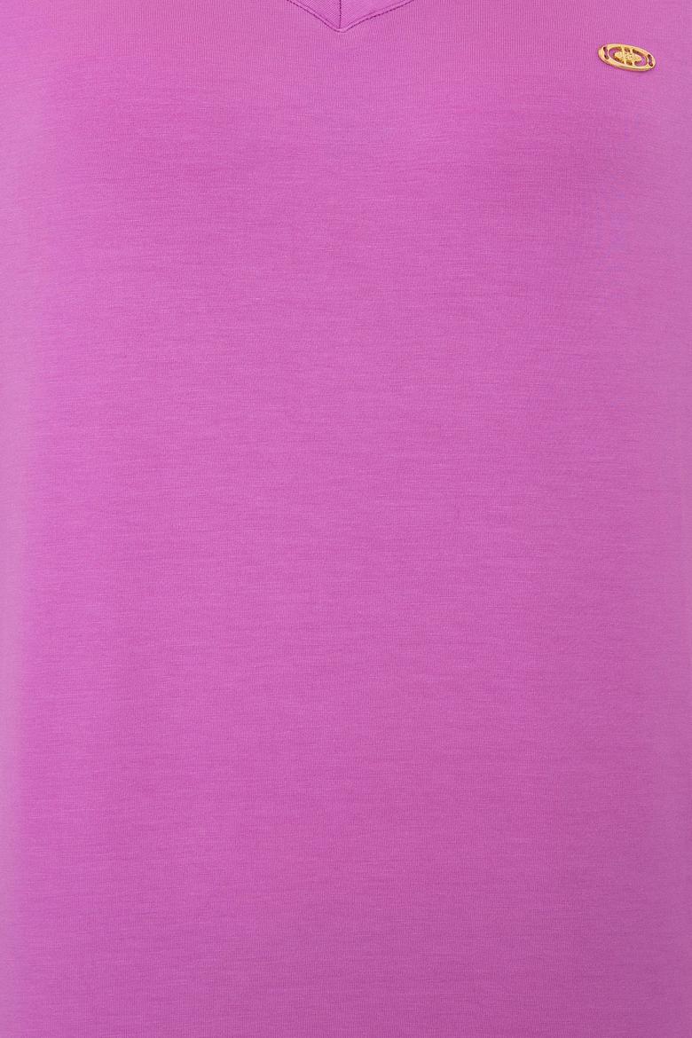 Kadın Menekşe V Yaka Basic Tişört - 50246033070