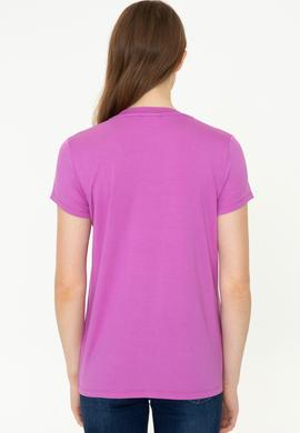 Kadın Menekşe V Yaka Basic Tişört - 50246033070