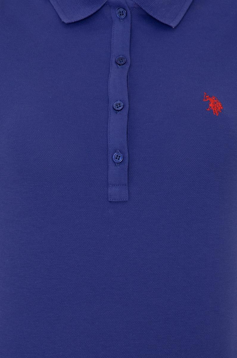 Kadın Mavi Basic Polo Yaka Tişört