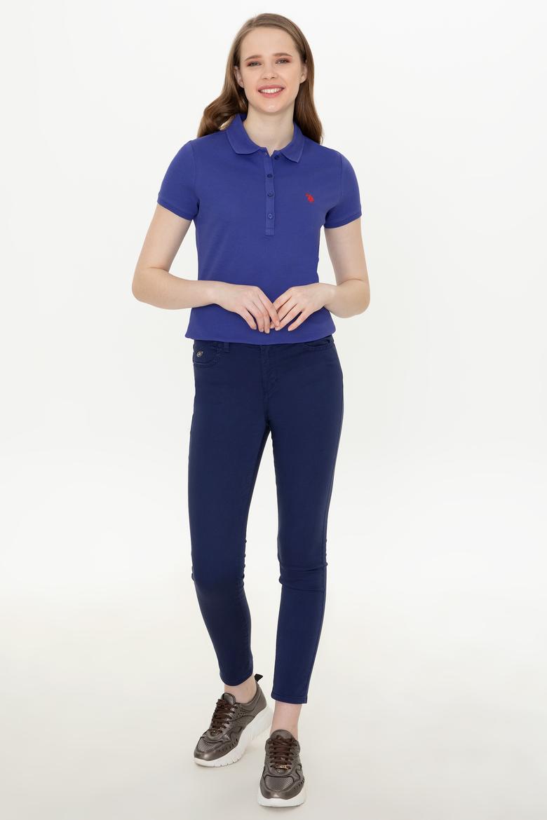 Kadın Mavi Basic Polo Yaka Tişört - 50246272230