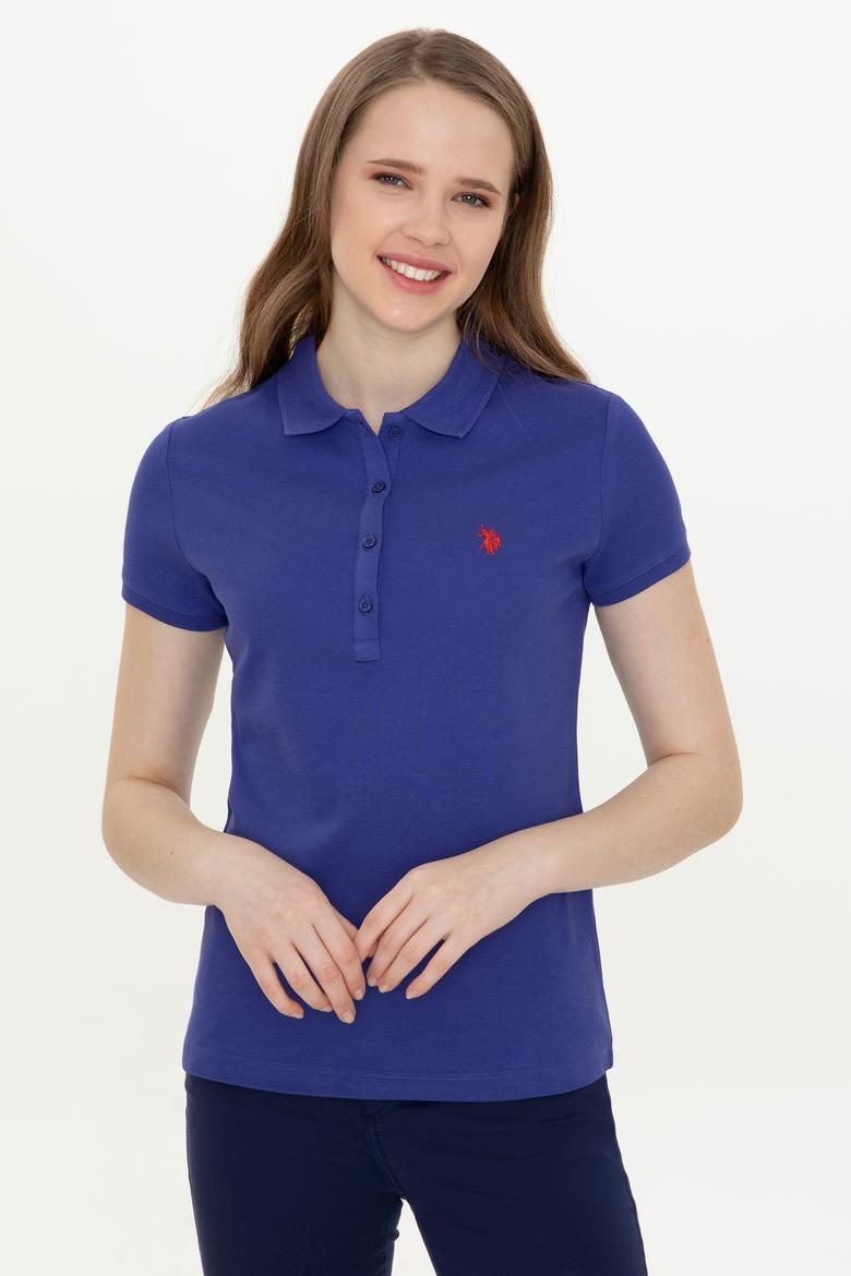 Kadın Mavi Basic Polo Yaka Tişört