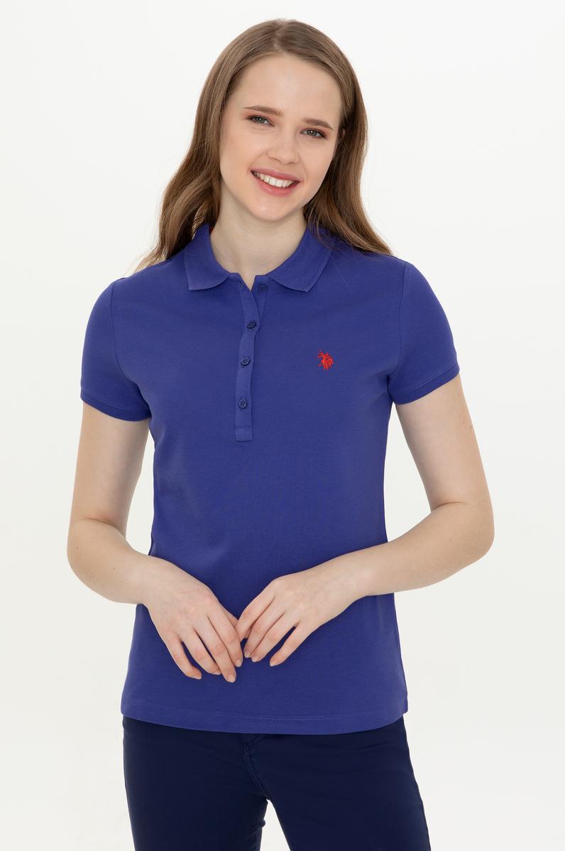 Kadın Mavi Basic Polo Yaka Tişört