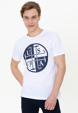 Erkek Beyaz Bisiklet Yaka T-Shirt - 50247330008