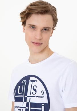 Erkek Beyaz Bisiklet Yaka T-Shirt - 50247330008