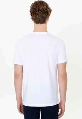 Erkek Beyaz Bisiklet Yaka T-Shirt - 50247330008