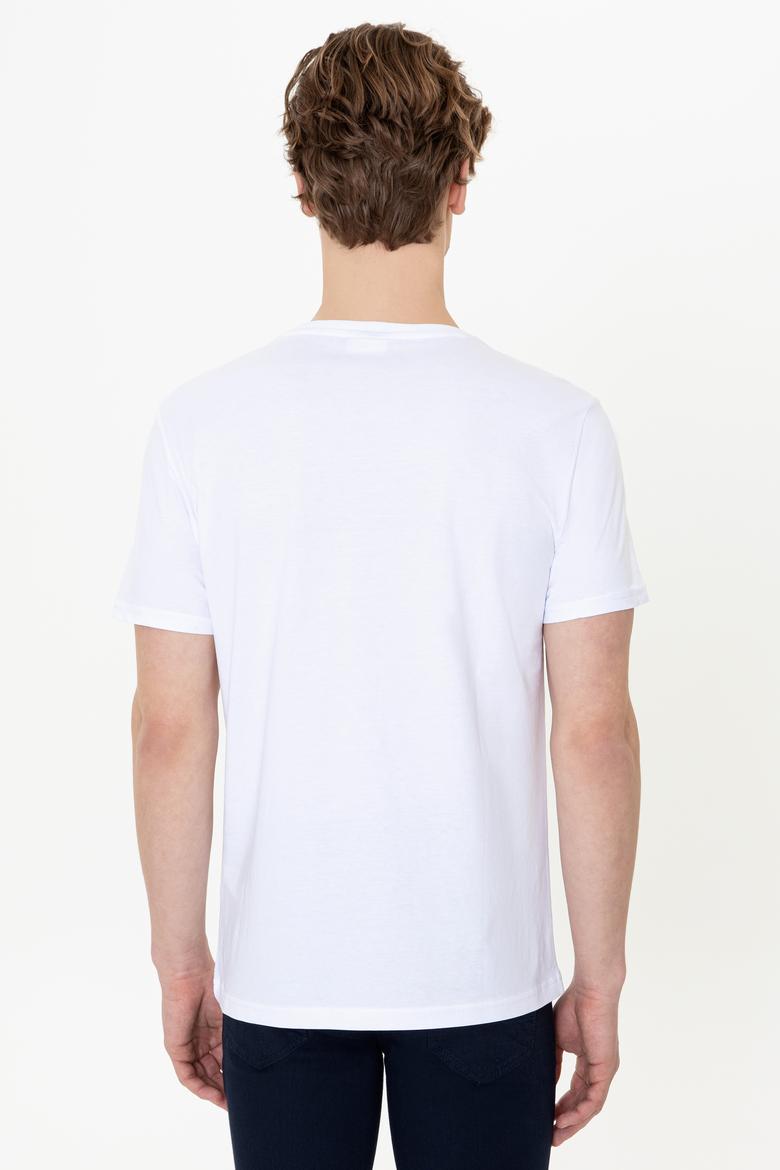 Erkek Beyaz Bisiklet Yaka T-Shirt - 50247330008