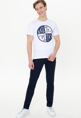 Erkek Beyaz Bisiklet Yaka T-Shirt - 50247330008