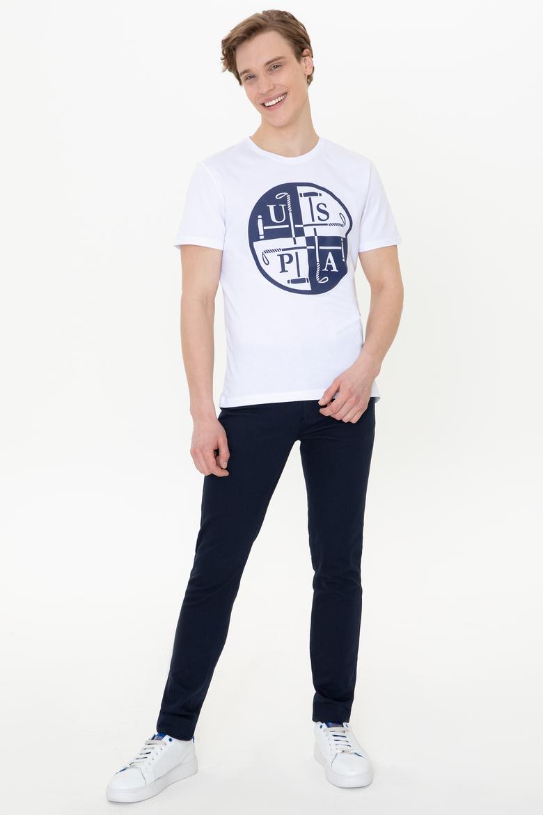 Erkek Beyaz Bisiklet Yaka T-Shirt - 50247330008