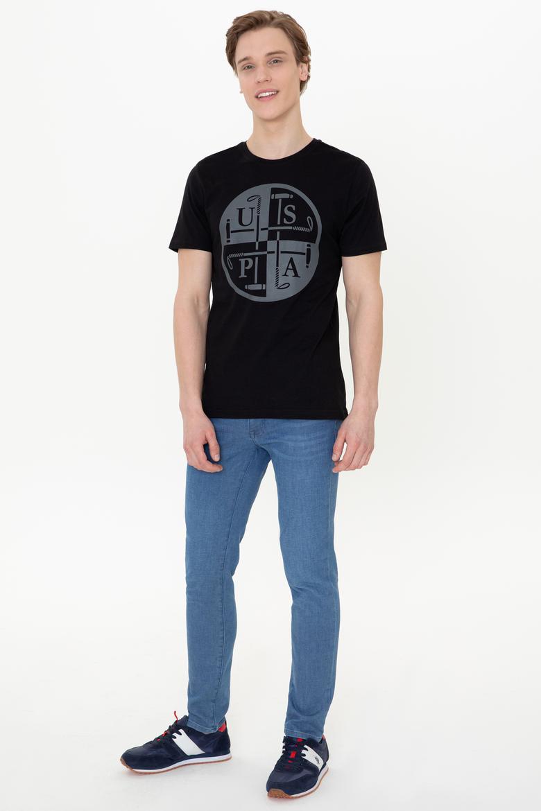 Erkek Siyah Bisiklet Yaka T-Shirt - 50247330029