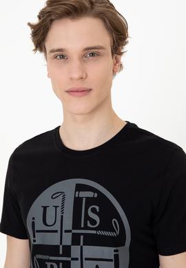 Erkek Siyah Bisiklet Yaka T-Shirt - 50247330029