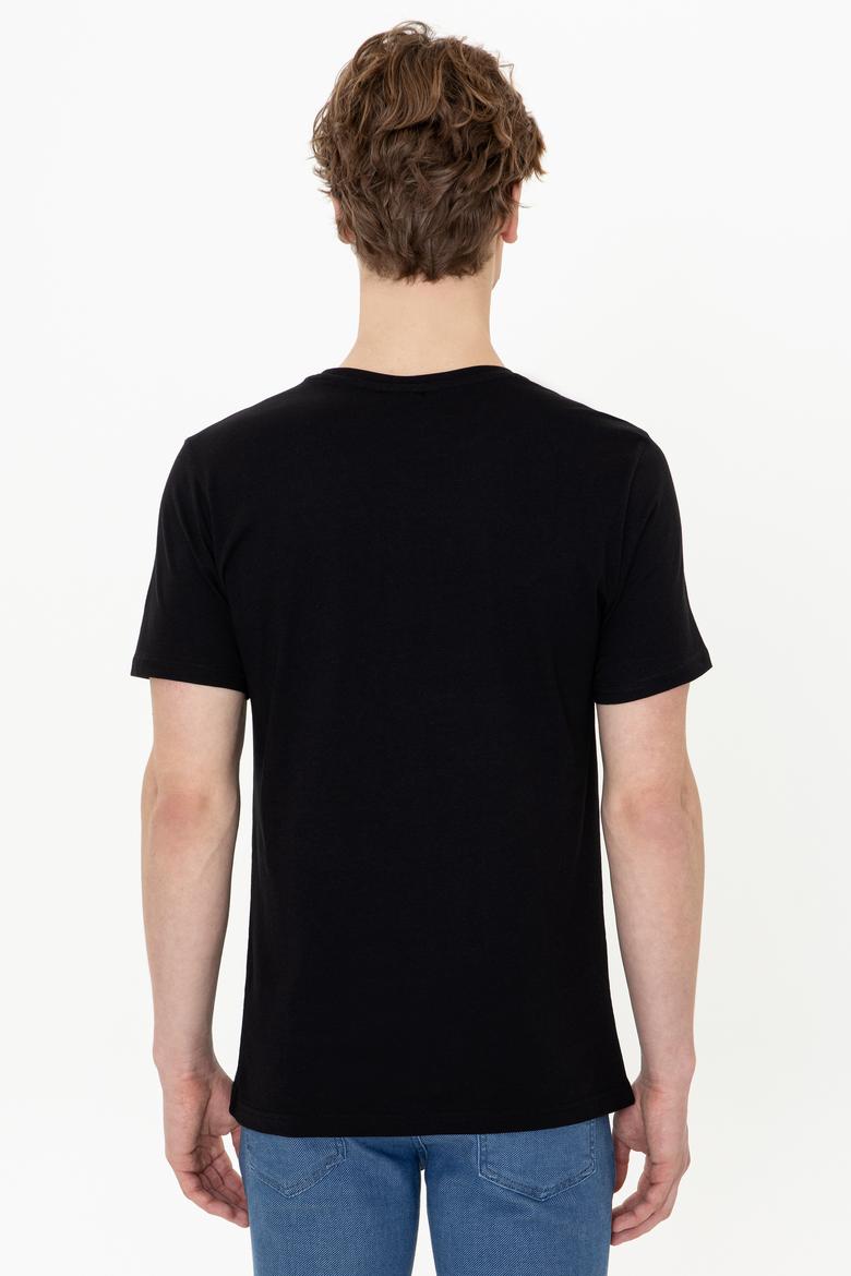 Erkek Siyah Bisiklet Yaka T-Shirt - 50247330029