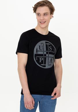 Erkek Siyah Bisiklet Yaka T-Shirt - 50247330029