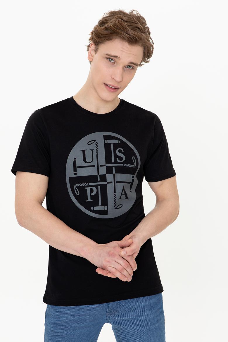 Erkek Siyah Bisiklet Yaka T-Shirt - 50247330029