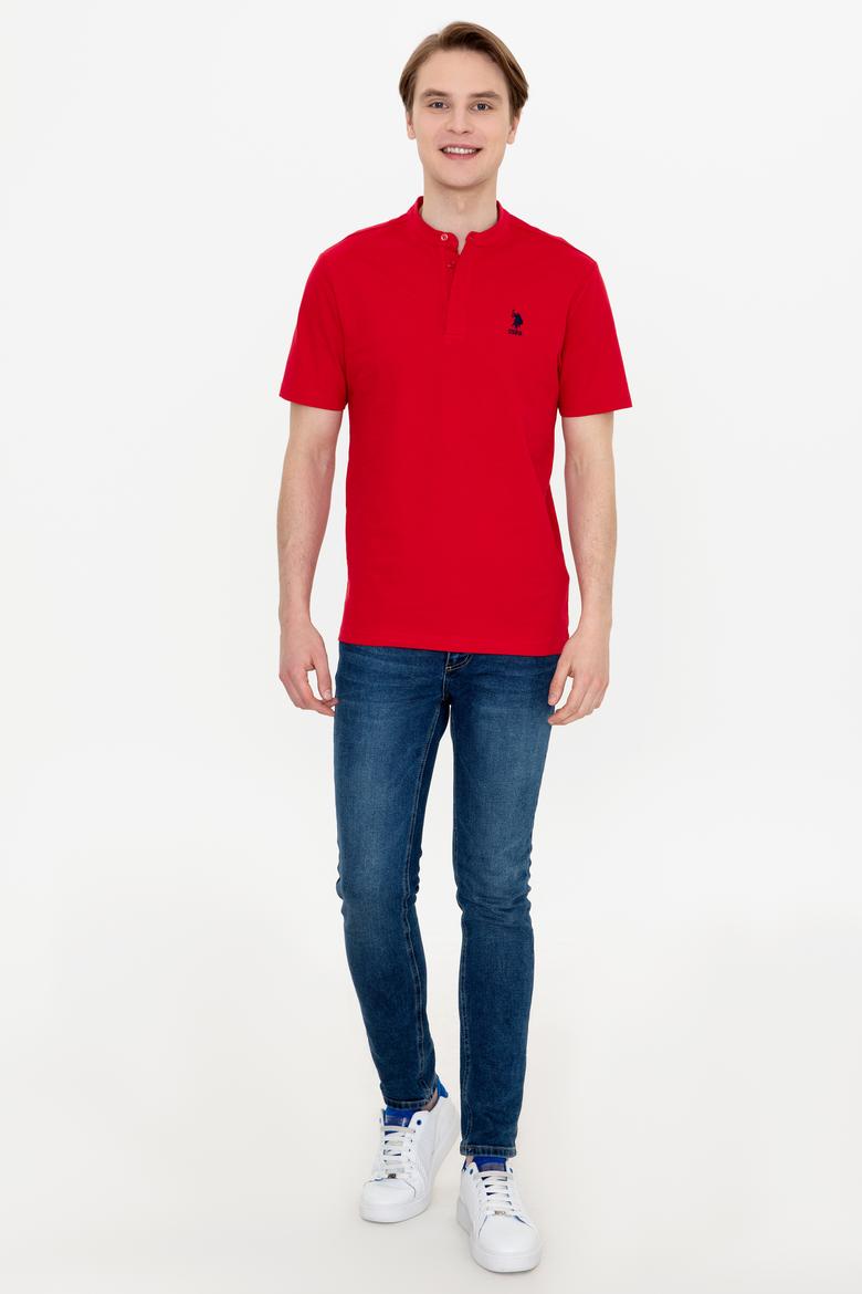 Erkek Kırmızı Hakim Yaka T-Shirt - 50246102031