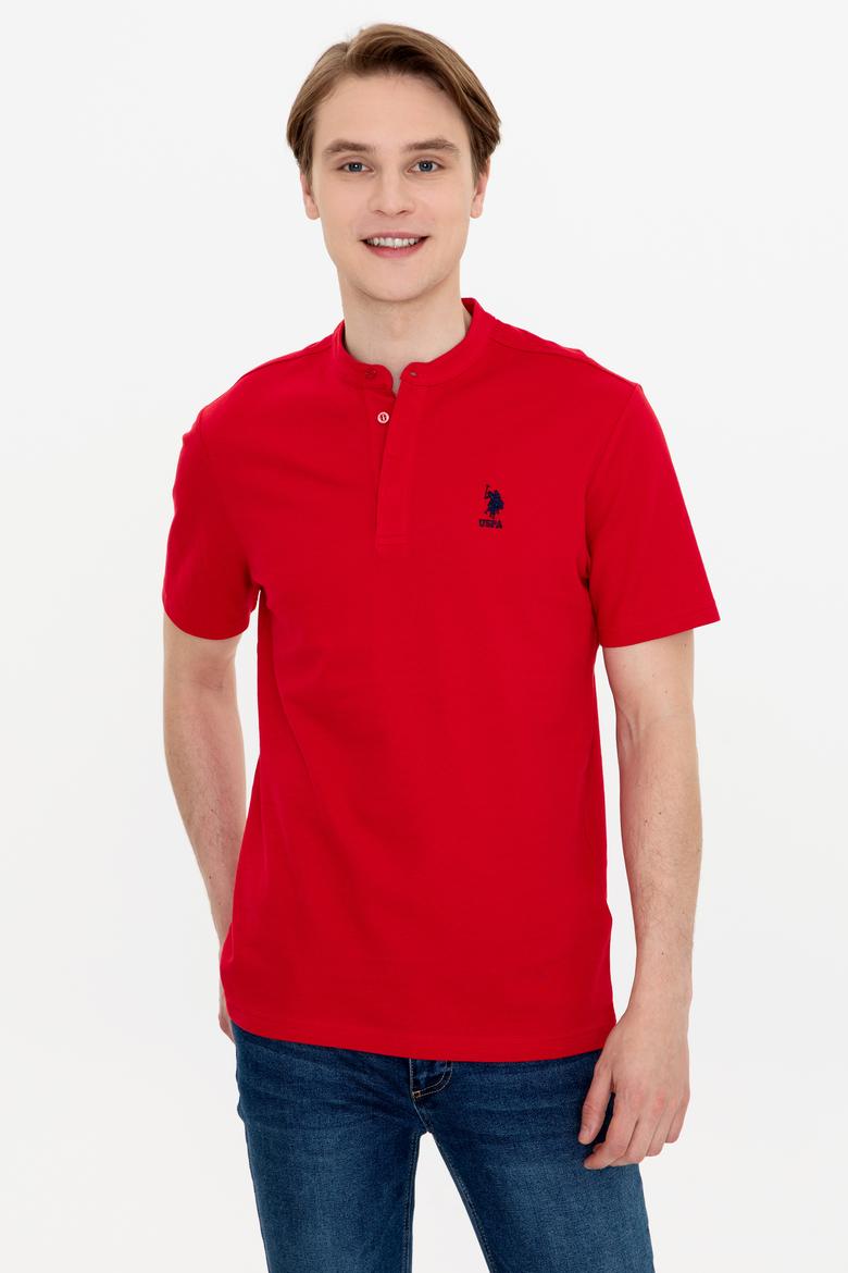 Erkek Kırmızı Hakim Yaka T-Shirt