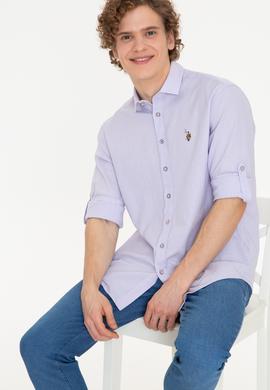 Erkek Lila Uzun Kollu Basic Gömlek - 50246466047