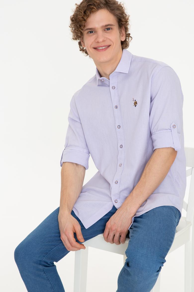 Erkek Lila Uzun Kollu Basic Gömlek - 50246466047