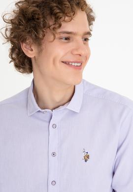 Erkek Lila Uzun Kollu Basic Gömlek - 50246466047