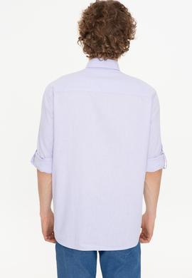 Erkek Lila Uzun Kollu Basic Gömlek - 50246466047