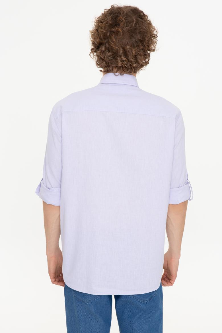 Erkek Lila Uzun Kollu Basic Gömlek - 50246466047