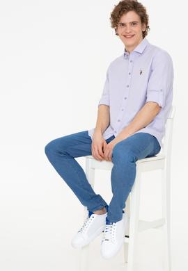 Erkek Lila Uzun Kollu Basic Gömlek - 50246466047