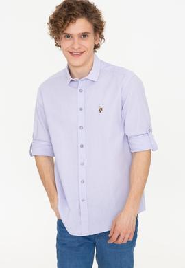 Erkek Lila Uzun Kollu Basic Gömlek - 50246466047