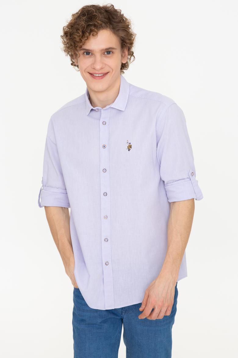 Erkek Lila Uzun Kollu Basic Gömlek - 50246466047