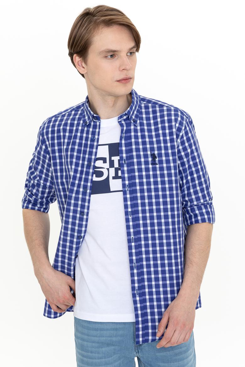 Erkek Mavi Uzun Kollu Gömlek