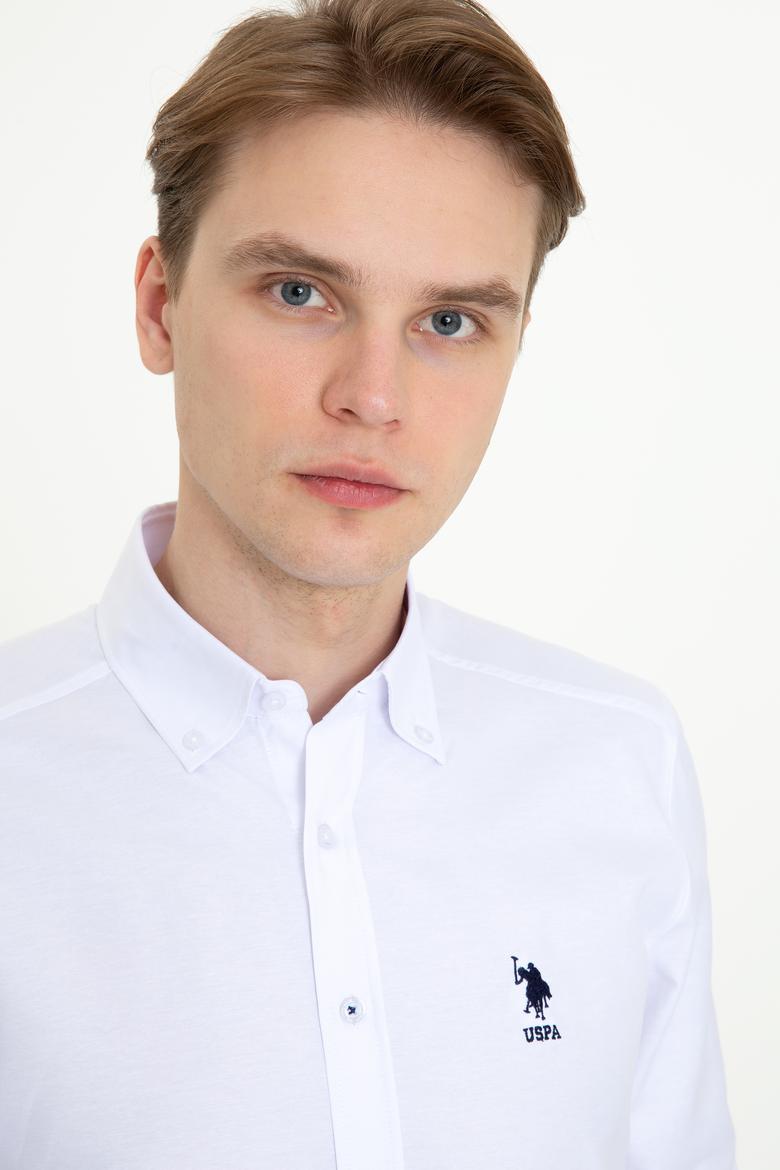 Erkek Beyaz Uzun Kollu Basic Gömlek - 50249489020