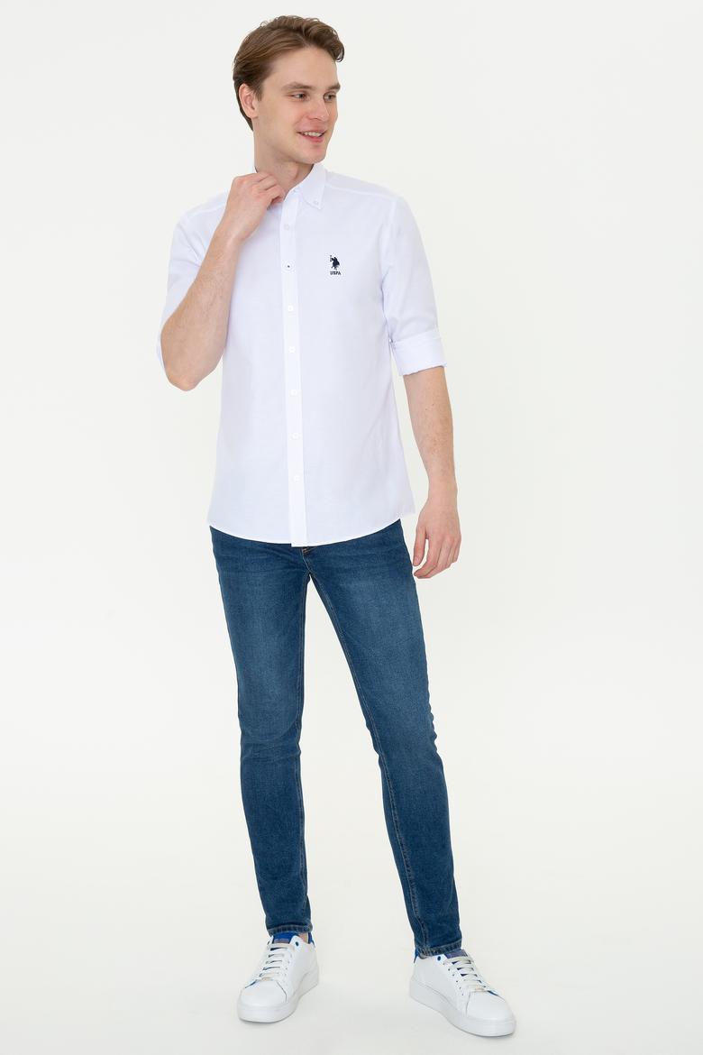 Erkek Beyaz Uzun Kollu Basic Gömlek - 50249489020