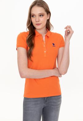 Kadın Turuncu Basic Polo Yaka Tişört - 50246287034