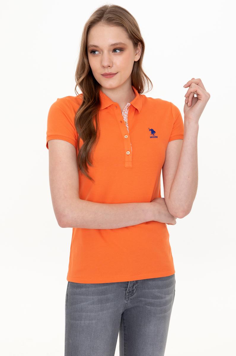 Kadın Turuncu Basic Polo Yaka Tişört