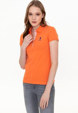 Kadın Turuncu Basic Polo Yaka Tişört - 50246287034