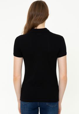 Kadın Siyah Basic Polo Yaka Tişört - 50246326022