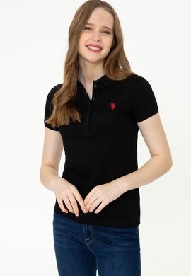 Kadın Siyah Basic Polo Yaka Tişört - 50246326022
