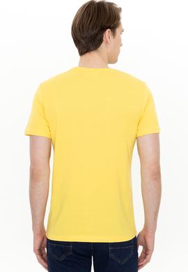 Erkek Açık Sarı Bisiklet Yaka Tişört - 50247330150