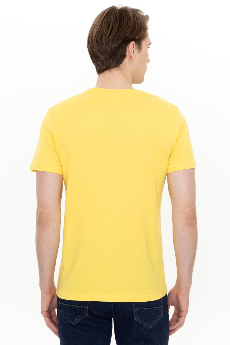 Erkek Açık Sarı Bisiklet Yaka Tişört - 50247330150